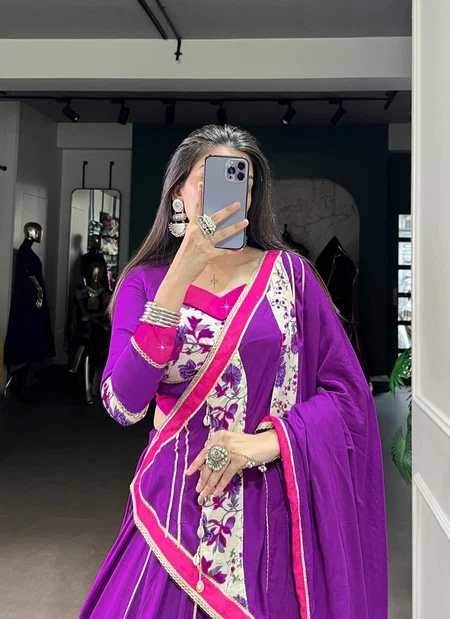 Purple Colour Pure Rayon With Printed Lehenga With Blouse Dupatta Lnb 1618